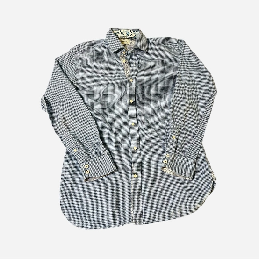 Ted Baker Endurance Men’s blue houndstooth button down shirt